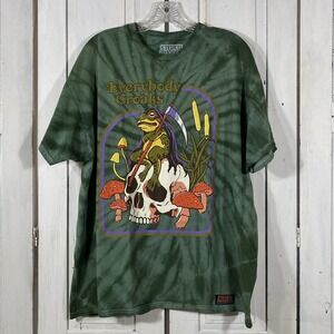 Steven Rhodes Everybody Croaks Frog Grim Reaper T-Shirt Tie Dye Green Size Large
